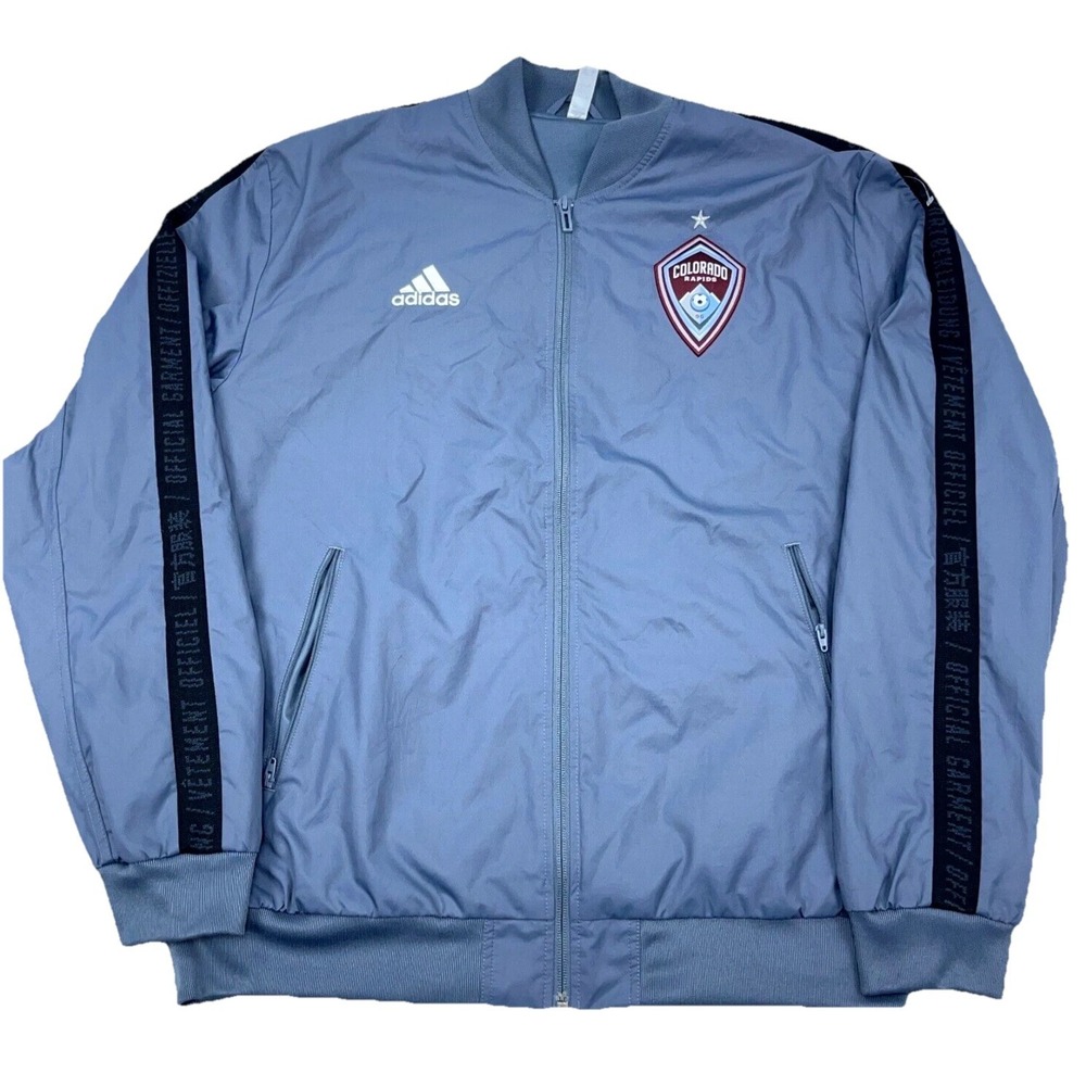 Colorado Rapids Jacket Men Large Grey Anthem Adidas MLS Soccer Track Suit Adult